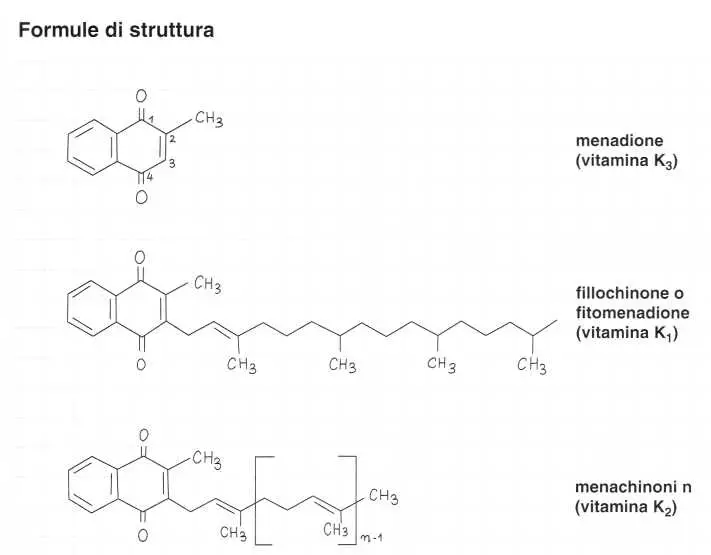 Vitamina K (Fillochinone): formule di struttura
