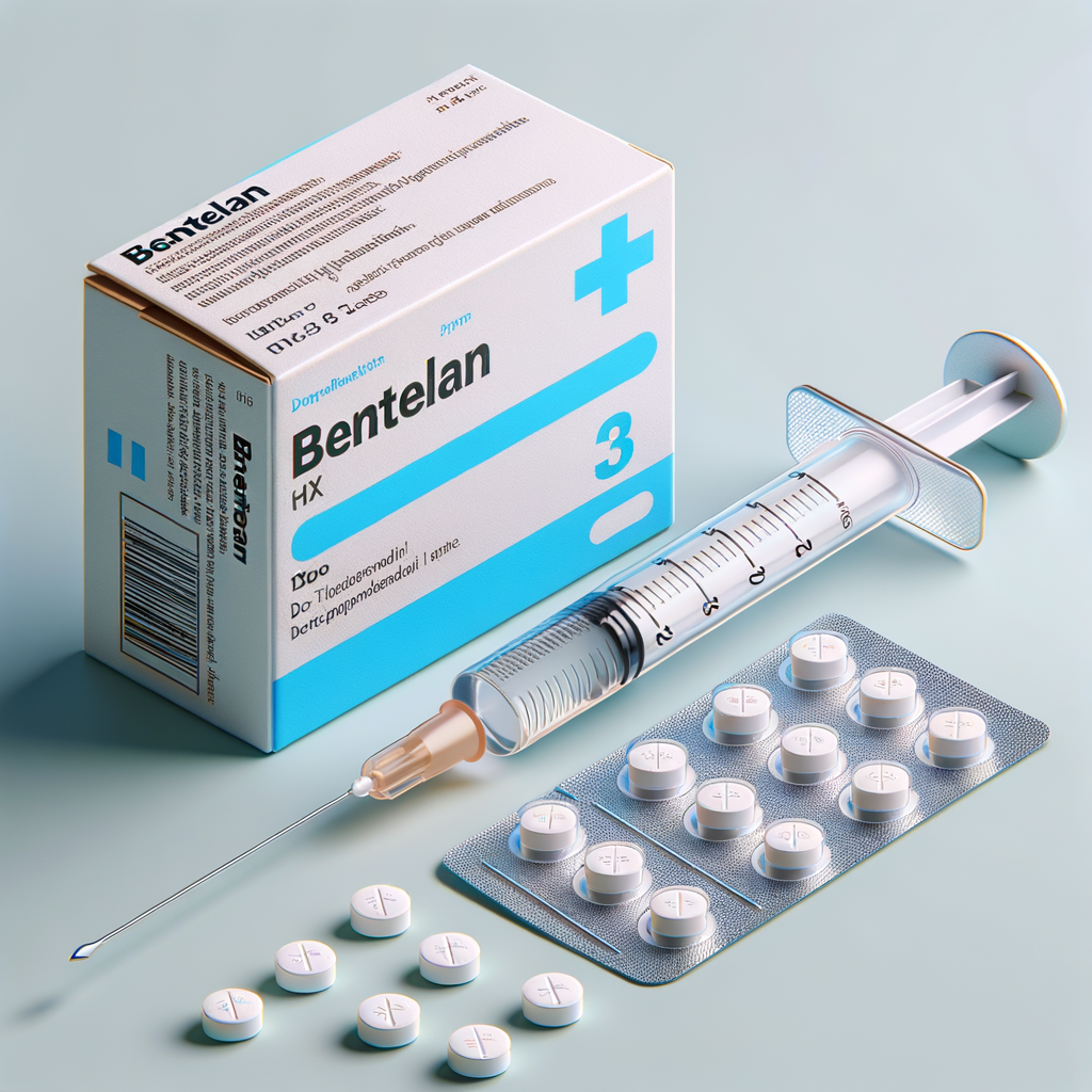 Bentelan farmaco, scatola, siringa e compresse
