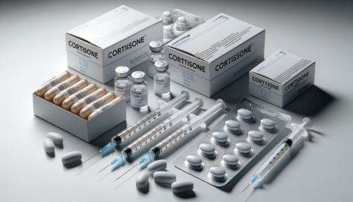 Cortisone farmaco, scatole siringhe e compresse