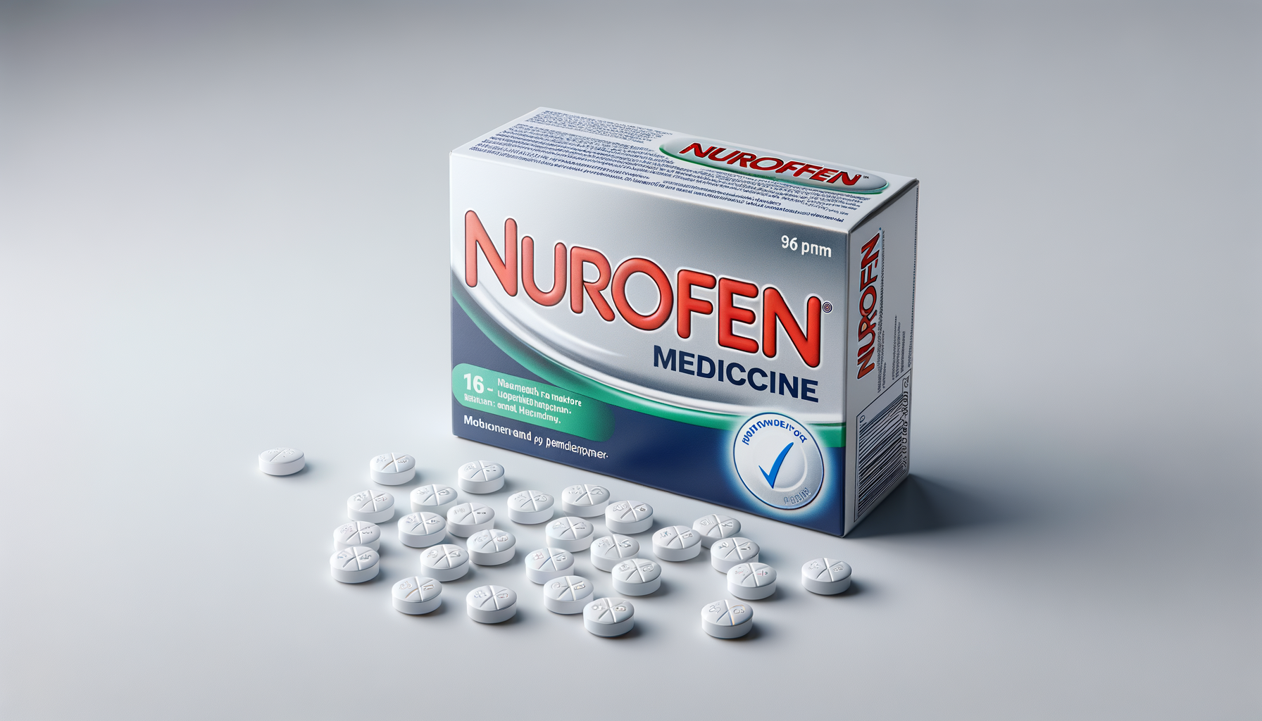 farmaco Nurofen scatola e qualche compressa sparsa davanti alla scatola