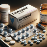 Levopraid farmaco, scatola ed alcune compresse, simile ad una fotografia