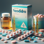 Neodidro farmaco, scatola e alcune compresse sparse davanti