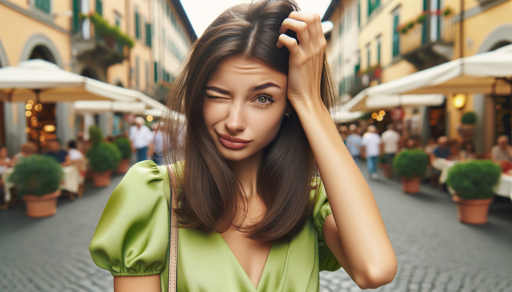 Ragazza con prurito al capo che si gratta la testa