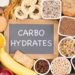 Food rich in carbohydrates, top view