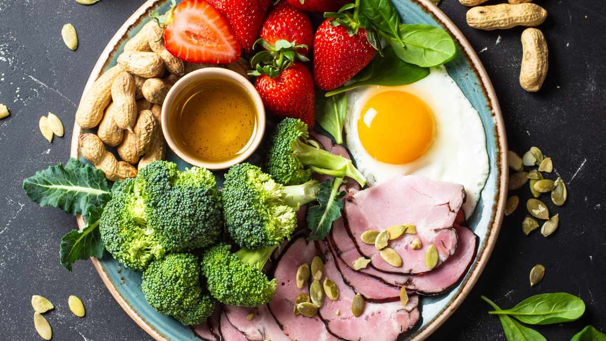 Ketogenic low carb diet meal view