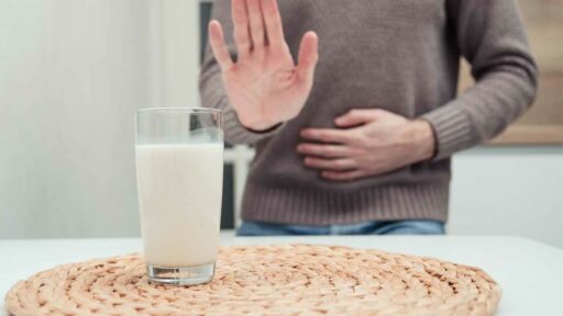Close Up of Person with Lactose Intolerance