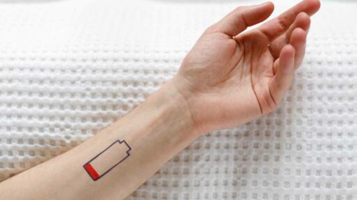 Fatigue - Low battery symbol drawn on arm