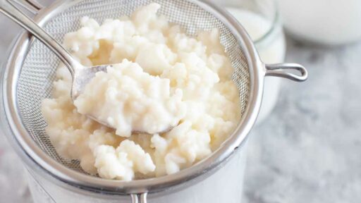 Fermenti di Kefir appena passato in un colino