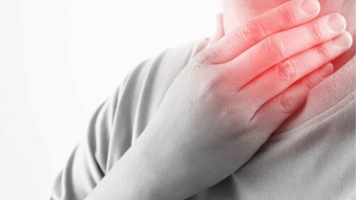 Hand on an Aching Sore Throat