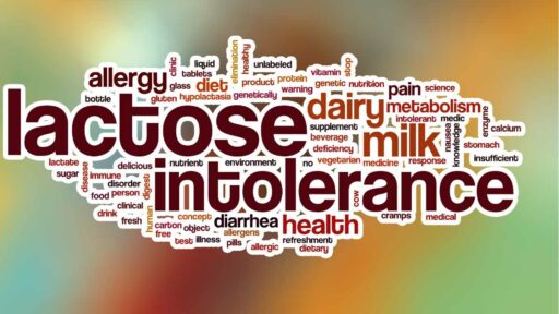 Lactose intolerance word cloud with abstract background