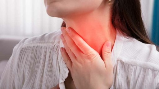 Hand on an Aching Sore Throat