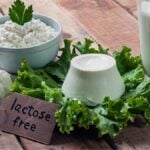 lactose intolerance - lactose free food with background