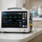 Dispositivo di monitoraggio per shock anafilattico in un ambiente clinico pulito e moderno.