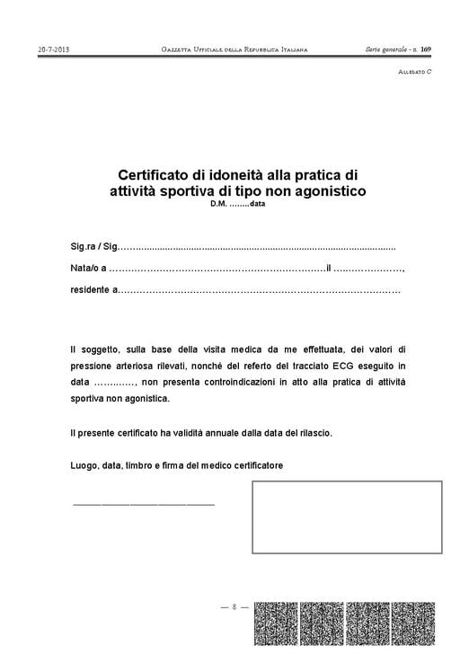 Anteprima del modulo: Certificato medico per attività sportiva non agonistica